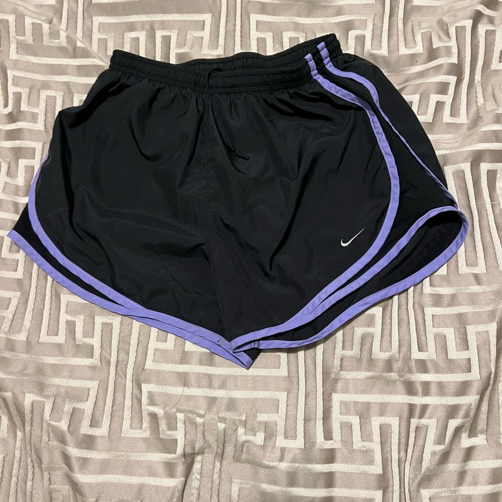 Nike black and purple running shorts